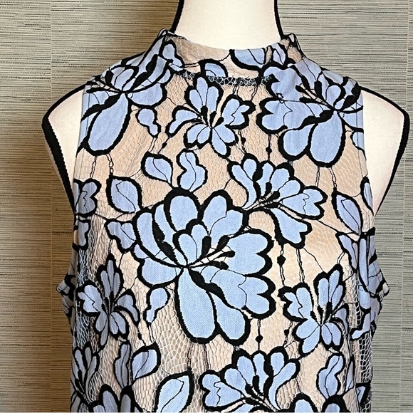 Plenty by Tracy Reese Lin Lace Blue Floral Lace Overlay Dress Size 10 Halter - Picture 2 of 7